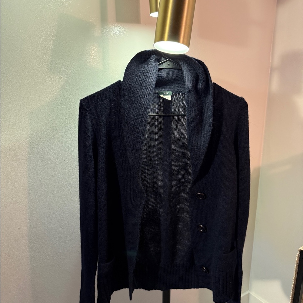J. Crew Navy classic cowlneck Cardigan